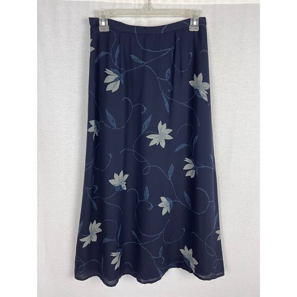 NWT Vintage Talbots Skirt Y2K Silk Maxi Dark Floral Fairy Whimsigoth Grunge - Picture 1 of 6